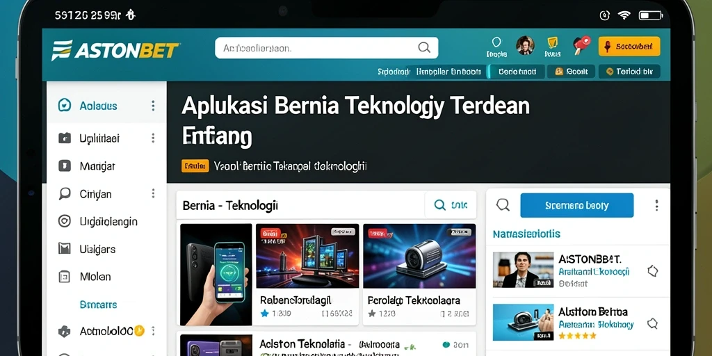 Antarmuka utama aplikasi ASTONBET yang menarik dan informatif.