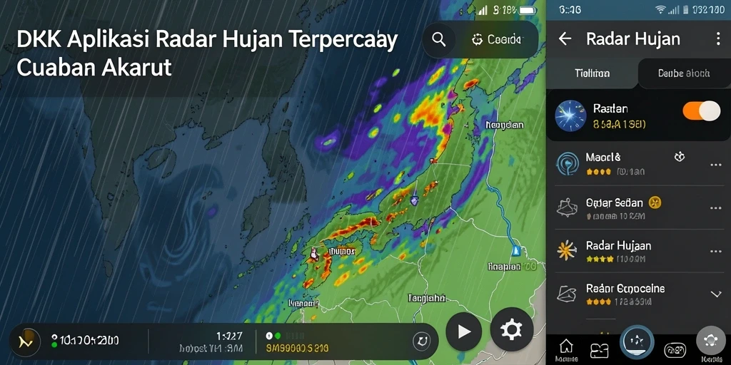 Tampilan antarmuka aplikasi DKK menunjukkan radar hujan secara real-time.