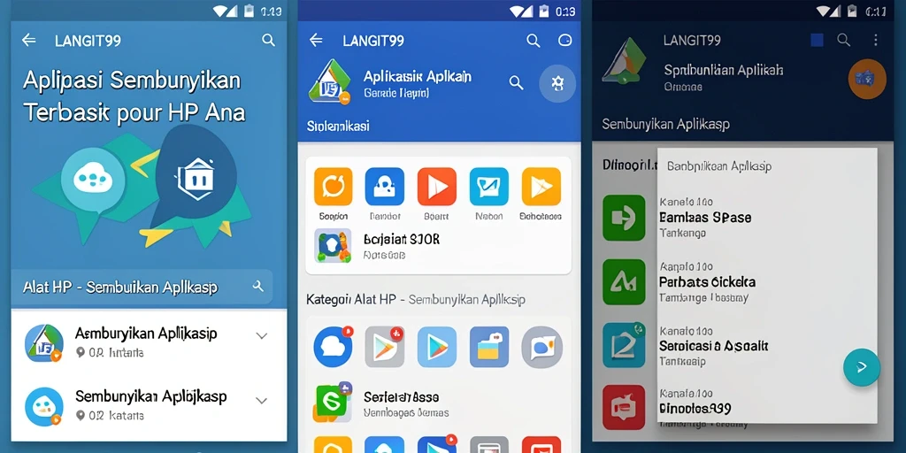 Antarmuka LANGIT99 yang intuitif untuk sembunyikan aplikasi.